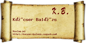 Kácser Balázs névjegykártya